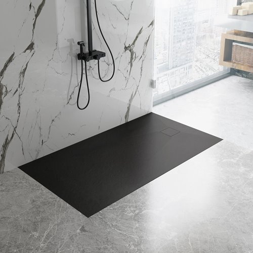 Brodzik prostokątny czarny struktura kamienia smc 100x80 Magnum Black Rea