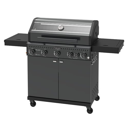 Grill gazowy ZEUS-D kolor czarny ruszt żeliwny moc 17,5 kW + pokrowiec + palnik boczny + LED