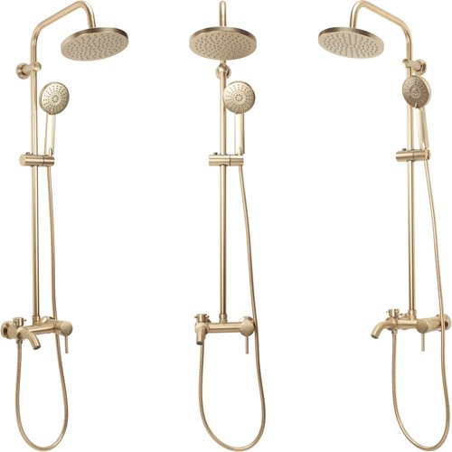 Złoty szczotkowany zestaw prysznicowy z wylewką Luis Rea Gold Brush