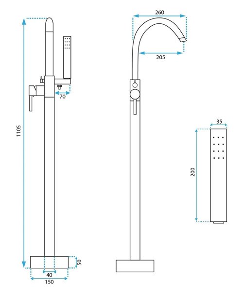 Bateria umywalkowa w kolorze miedzianym Lungo Rea