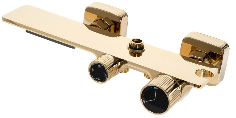 Złoty zestaw prysznicowy z wylewką Helix Rea Gold