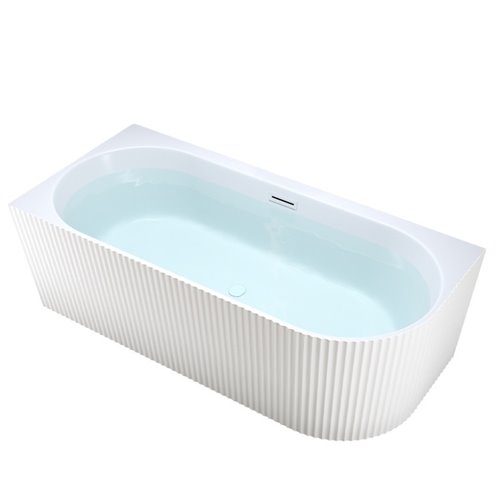 Wanna ryflowana przyścienna narożna lewa korek oraz przelew biały 140 cm Rio Hydrosan