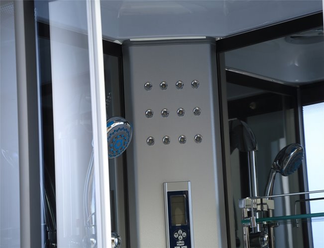 Kabina prysznicowa z hydromasażem półokrągła zabudowana czarna 80x80 MO-0513AB