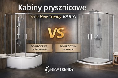 kabiny prysznicowe New Trendy Varia porównanie do brodzika głębokiego i niskiego 100x80 asymetryczna chrom