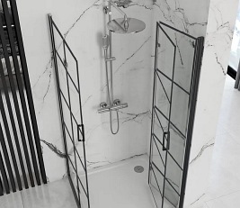 Kabina prysznicowa 80x80 składana Molier Black Double Rea
