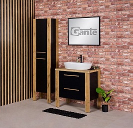 Stojąca szafka łazienkowa 80 cm czarny mat z umywalką Cortez Gante