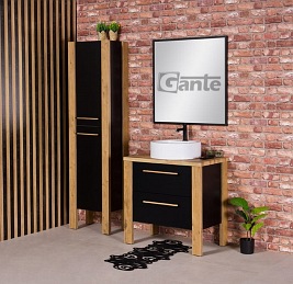 Stojąca szafka łazienkowa 80 cm czarny mat z białą umywalką Cortez Gante