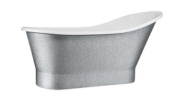 Wanna wolnostojąca kolor srebrny 150 cm z syfonem klik - klak Gloria Glam Besco