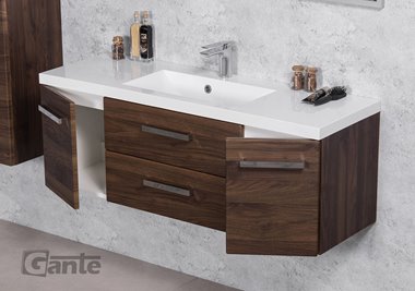 Szafka łazienkowa wisząca z umywalką 120 cm 39/2 Fokus kolor orzech