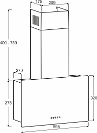Okap kominowy przyścienny 60 cm Almada Focus