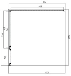 Czarna kabina prysznicowa kwadratowa Manhattan 100x100 MH1010BLTR Omnires