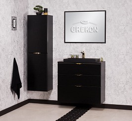 Czarna szafka łazienkowa z czarną umywalką 80/3 cm Liv Victa