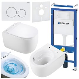 Zestaw podtynkowy stelaż GEBERIT DUOFIX + miska LAKE-WH-TR-01 + przycisk DELTA 20 biały