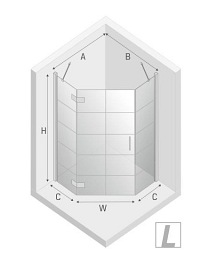 Kabina pięciokątna 90x90 lewa K-0677 New Azura Black New Trendy