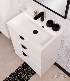 Biała szafka łazienkowa z umywalką 60/3 cm Victa