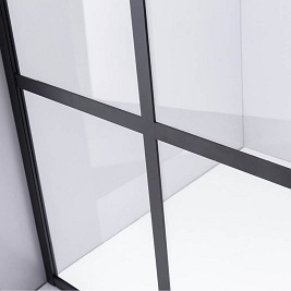 Kabina prysznicowa loft kwadratowa 80x80 czarne szprosy na szkle BS10A