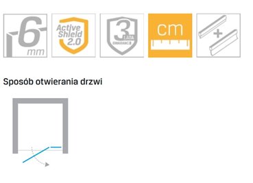 Drzwi prysznicowe uchylne 100 cm prawe New Renoma D-0100A