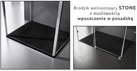 Brodzik prysznicowy kamienny, czarny 90x90 Stone Rea