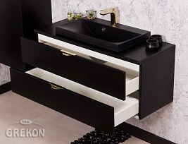 Czarna szafka łazienkowa z czarną umywalką 100 cm Liv Victa