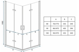 Kabina prysznicowa drzwi składane 90x100 Molier Double Rea