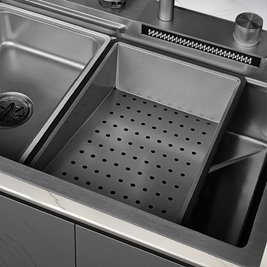 Zlewozmywak kuchenny stalowy jednokomorowy czarny COBA 75X46 ASI 304