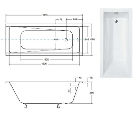 Wanna prostokątna do zabudowy 140 cm Modern Slim Besco