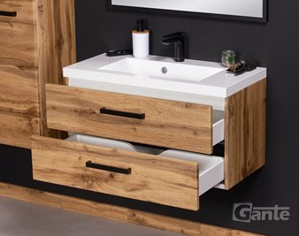 Szafka wisząca z umywalką 80 cm kolor dąb naturalny 39/2 seria Fokus Loft Gante