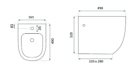 Czarny bidet wc wiszący mini Carlo Rea