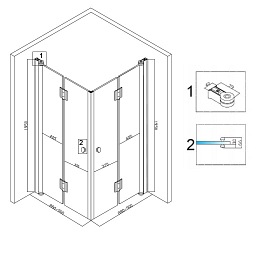 Czarna kabina prysznicowa drzwi składane kwadratowa 90x90 BS05B