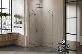Kabina pięciokątna stal szczotkowana 80x80 lewa EXK-3829 Avexa New Trendy Gunmetal Brushed