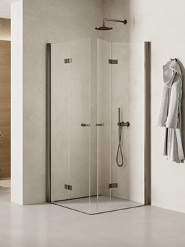 Stalowa szczotkowana kabina prostokątna składana 70x80 K-2242 New Soleo Gunmetal Brushed New Trendy