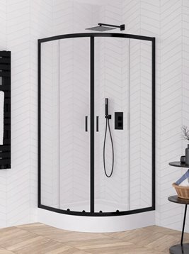 Czarna kabina prysznicowa półokrągła z brodzikiem 90x90 ZS-0010 Suvia New Trendy