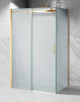 Kabina prysznicowa narożna 140x100 cm szkło 8mm mleczne profile złoty mat Swiss Liniger