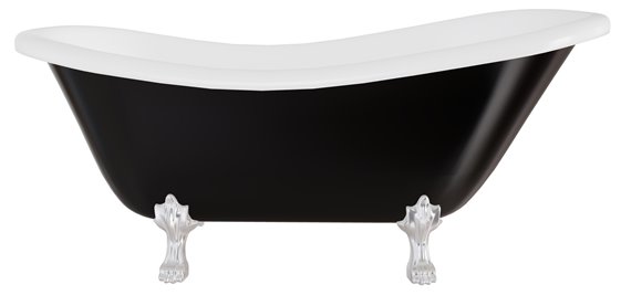 Czarno-biała wanna wolnostojąca 170 nogi chrom Otylia B&W Besco WKO-170-BWC