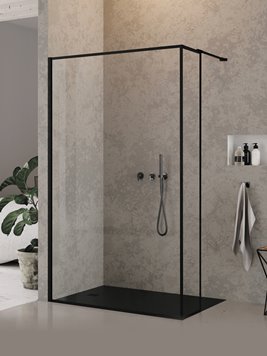 Czarna ścianka prysznicowa rozmiar 90 cm + ścianka 30 cm pełna rama EXK-5582/EXK-5588 New Modus Black
