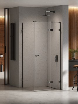 Czarna kabina prysznicowa 100x100 prawa EXK-6190 Eventa Black Chrome New Trendy