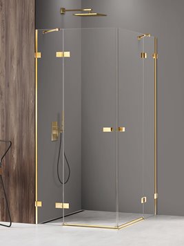 Złota kabina prysznicowa podwójne drzwi 100x100 EXK-1702 Avexa Gold Shine New Trendy