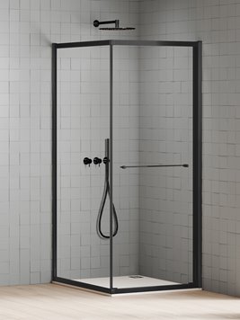 Kabina prysznicowa 90x90 cm drzwi przesuwne na ścianę K-5184 New Varia Black New Trendy