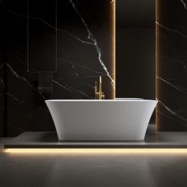 Wanna wolnostojąca złoty szczotkowany przelew oraz korek prostokątna 160 cm Viana Hydrosan