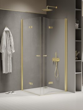 Złota kabina prostokątna składana 100x80 K-1956 New Soleo Light Gold New Trendy