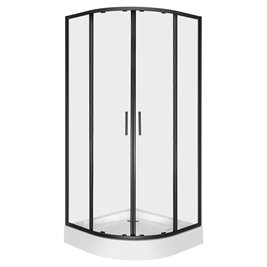 Czarna kabina prysznicowa półokrągła z brodzikiem 90x90 RS Solid Kerra