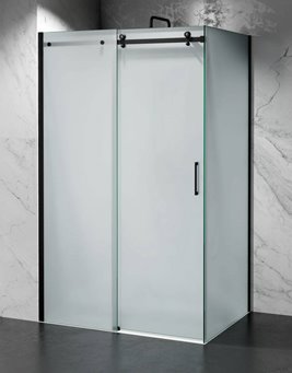 Kabina prysznicowa narożna 110x90 cm szkło 8mm mleczne profile czarny mat Swiss Liniger