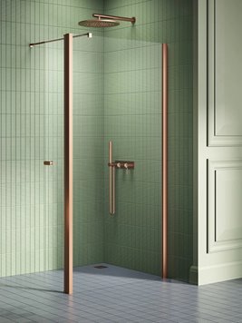 Miedziana szczotkowana ścianka prysznicowa 100 cm + element ruchomy 34 cm K-2119 New Soleo Copper Brushed New Trendy