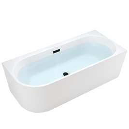 Wanna przyścienna czarny przelew oraz korek narożna prawa 140 cm Mera Hydrosan