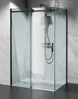 Kabina prysznicowa narożna 150x80 cm szkło 8mm przeźroczyste profile czarny mat Swiss Liniger