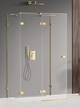 Złota kabina prysznicowa przyścienna lewa 110x120 cm EXK-2117 Avexa New Trendy Gold Shine