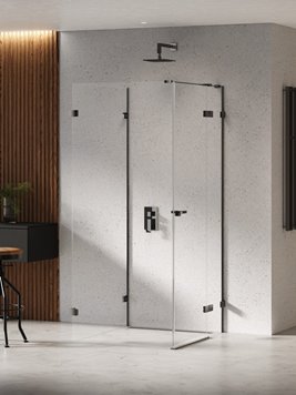 Czarna kabina przyścienna z bocznym wejściem 90x90 EXK-6281 Eventa Black Chrome New Trendy