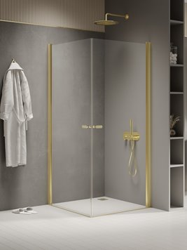 Złota kabina prysznicowa prostokątna 90x100 K-1883 New Soleo Light Gold New Trendy