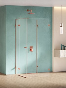 Miedziana kabina przyścienna z bocznym wejściem 90x90 EXK-6505 Eventa Copper Shine New Trendy