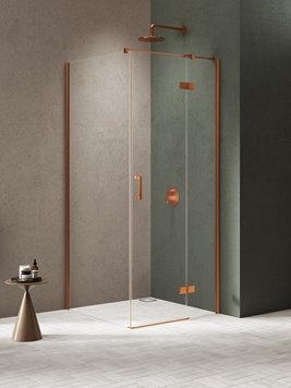 Kabina prysznicowa uchylna prawa kolor miedziany 120x110 cm K-4648 New Trendy Nesta Copper Brushed